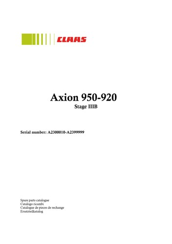 Claas axion 950 920 parts - 950, -920
