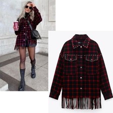 ZARA NWT Black/Red Plaid Long