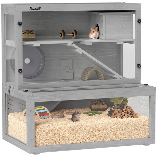 Pawhut tier wooden hamster - pawhut, 3