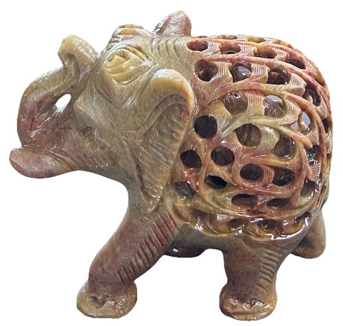 Hand carved soapstone elephant - carved,