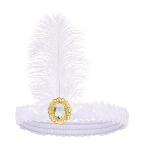 1920s white women headdress - white,