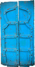 ANTIQUE INDIAN SHUTTERED WINDOWS PAIR ARCHITECTURAL SALVAGE FROM JODHPUR c 1850