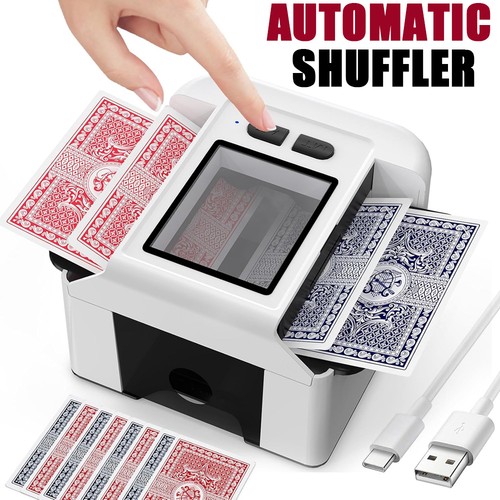White automatic card shuffler - white,