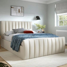 New Ottoman Panel Bed Frame Plush Velvet Upholstered Gas Lift Storage Double UK