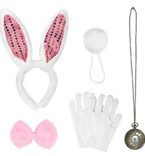 5 Pcs Shiny Pink Bunny Costume Accessory   for Adults & Kids