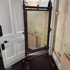 Superb Antique Regency Cheval Mahogany Freestanding Dressing Room Mirror - Solid