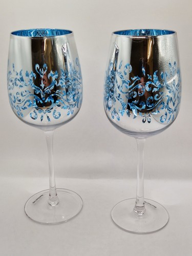 Set silver and blue wine - and,