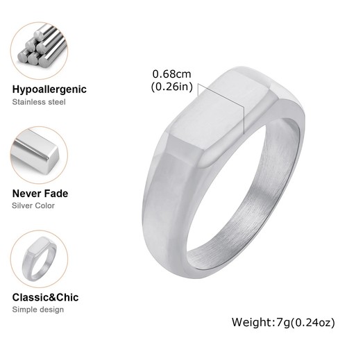 Stainless steel signet ring - stainless,