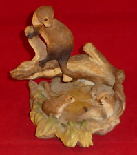 Vintage Aynsley Mastercraft Family of Otters By a Pond, c1985