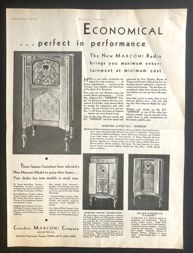 1930 canadian marconi - 1930, ad