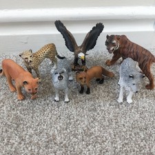 Schleich Wild Life Animals Bundle Seven 7 Wolf Cougar Cheetah Tiger Eagle Fox