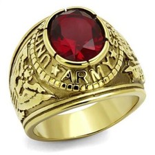 Mens Gold Army Ring Military