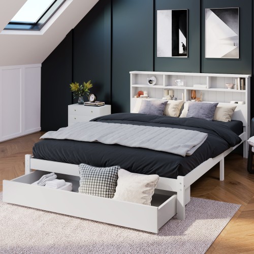 Double wooden storage bed - double,