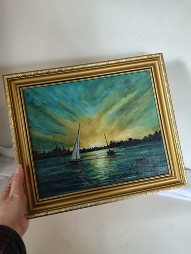 Vintage framed sunset seascape - framed,