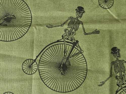 Skeleton penny farthing fabric