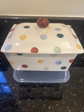 Emma Bridgewater Polka Dot Butter Dish with Lid 6x4 Inches Excellent Condition 
