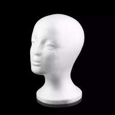 Foam Head Female Polystyrene  White Mannequin Dummy Wig Stand Display Manikin 