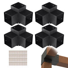 VEVOR 6''x6'' Pergola Bracket Kit inner 5.6x5.6 3-Way Woodworks DIY Post 4 pcs