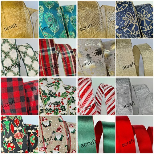 Christmas ribbon wired edge - ribbon,