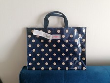 Brand New Cath Kidston  Strappy Carry All Bag navy blue button spot oilcloth