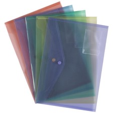 Popper Wallet A4 Document Folders Press Stud Close Assorted Colours Card Holder