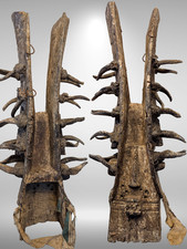 Authentic Vintage Tribal Grebo Kru Horn Mask Liberia African Art Large 76cm