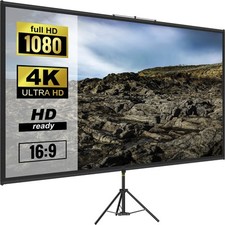 VEVOR Tripod Projector Screen with Stand 80 inch 4K HD 16:9 Home Cinema Portable