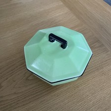VINTAGE CAULDON  OCTAGONAL LIDDED BOWLS BLACK WHITE YELLOW ART DECO 