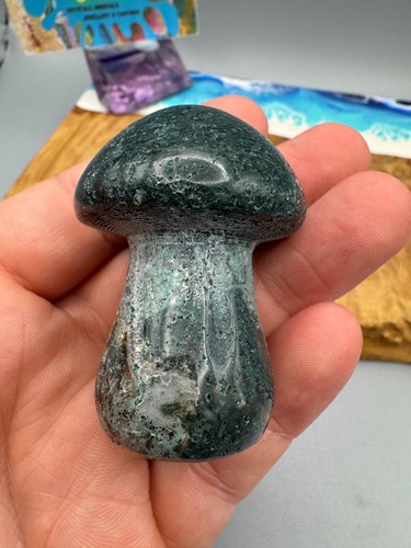 Crystal mushroom moss agate - mushroom,
