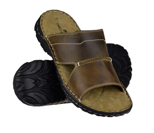 Mens leather slip open - leather, toe