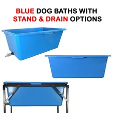 90L Dog Grooming Bath Tub + Drain Valve & Stand,Blue Heavy Duty Pet Wash Station