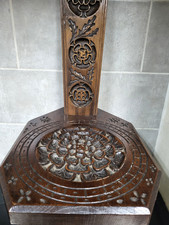 Antique Welsh Oak & Elm Deeply Carved Spinning Chair. Bedroom Chair. Ref: xced.