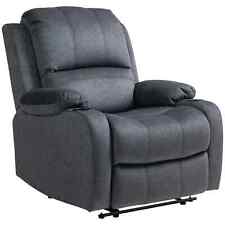 Microfibre Manual Reclining Armchair, with Footrest - Black