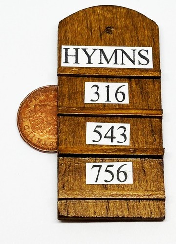 Dolls house wooden hymn board - dolls,