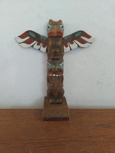 Vintage handcrafted totem pole - handcrafted,