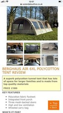 Berghaus Air 6 Xl Tc Tent Inflatable Easy Set Up Polycotton Family Tent