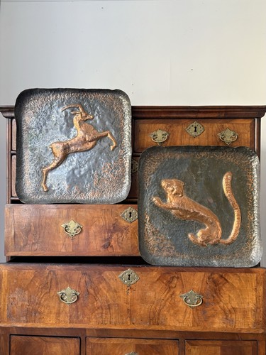 Pair late 19thc hammered - pair, brass
