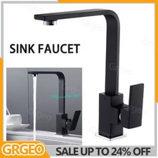 Kitchen Sink Mixer Taps Swivel Spout Single Lever Tap Mono Modern Faucet Black
