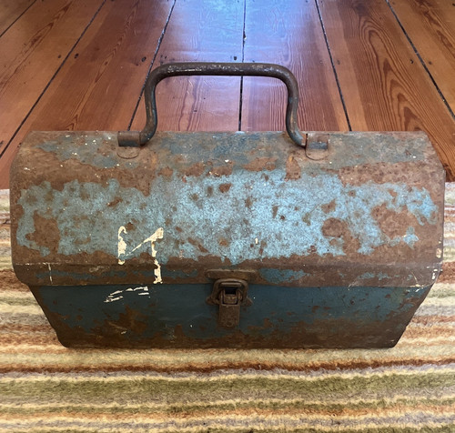 Vintage blue metal - vintage, box