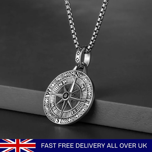 Compass pendant men necklace - compass,
