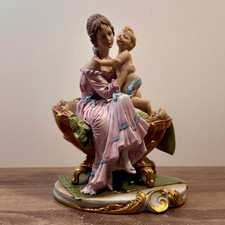 Vintage Capodimonte Porcelain Figurine Mother & Child Italy Hand Painted 16.5cm