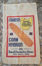 Vintage Marsh Corn Hybrid Seed Corn Cloth Bag 1960’s Van Wert Ohio Advertisement