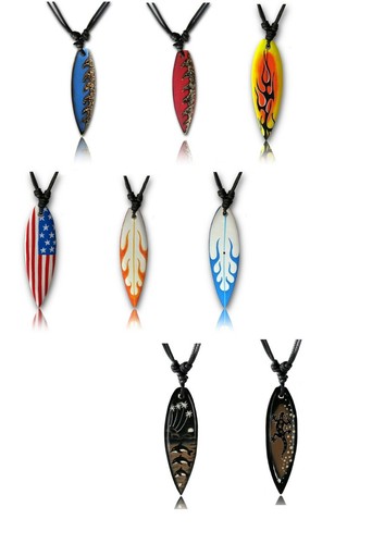 Wood surfboard pendant - wood,