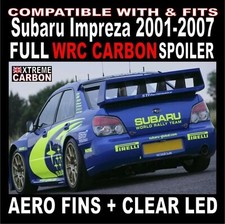 Carbon FULL WRC Rear Boot Spoiler + clear led FOR Subaru Impreza 01-07 WRX STI 