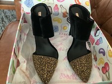 Kandee Ladies Lola Black & Gold High Heel Shoes size 40(uk7)