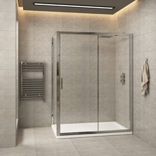 Sliding Shower Enclosure Door Side Panel and Tray Walk In Cubicle 6mm Glass