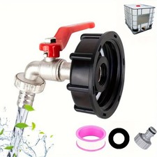 IBC Tank adapter S60X6 to 1/2" lever brass garden tap & 1/2" hose connector