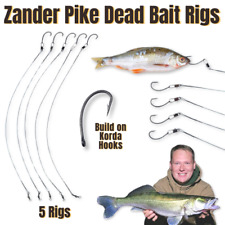 Zander Pike Dead Live Bait 5 x WIRE TRACE Fishing Dead Bait RIGS    SIZE 2 4 6 8