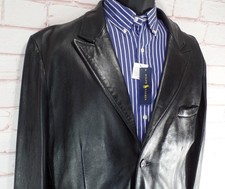 VTG Men's 2XL Black Leather Sport Coat Jacket Italian Lambskin XXL