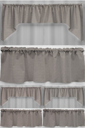 Ticking stripe valances - ticking,